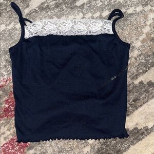 Tilly's Black Camisole with White Lace Trim